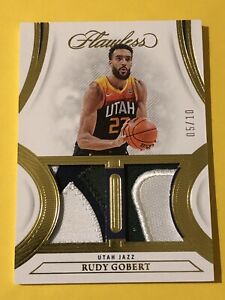2021-22 Flawless Rudy Gobert Dual Game Used Jersey Patches #d 5/10 - Utah Jazz