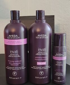 Aveda Invati Advanced RICH Shampoo & Conditioner 33.8oz +Thickening Foam 5oz