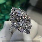 Real 925 Sterling Silver 4 CT Marquise Cut Moissanite Halo Engagement Ring SZ-7