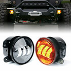 Pair 4 Inch Amber LED Fog Lights Bumper Driving Lamp for Jeep Wrangler JK JL JT (For: More than one vehicle)