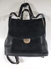 Moda Luxe Black Suede and Leather Backpack PURSE Bag Gold Hardware