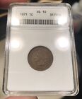 1871 Indian Head Cent graded VG10 by ANACS Soapbox Holder KEY DATE