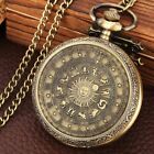 Vintage Bronze Memorial Pocket Watch Quartz Lucky Horoscope Sun Necklace Gift