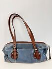 Fossil Blue Brown Leather Handbag Purse Medium 90s/ Y2K