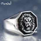 MENDEL Mens Stainless Steel Lion Head of Judah Ring Men Silver Size 7 8 9 10-15