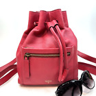 #FOSSIL Dark Pink Vickery Leather Drawstring Backpack Sling Bag