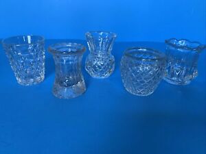 Vintage Lot of 5 Glass Toothpick Holders - Different patterns/designs