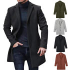 Men Woolen Trench Coat Winter Lapel Long Jacket Overcoat Fomal Office Outwear _A