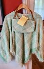 Boyne Valley Weavers Poncho, Light Green Wool, Alpaca Blend, W/Matching Purse