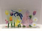 William McGrath Signed Fused Glass Floral Garden Tray