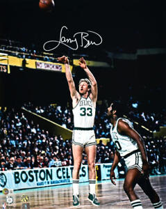 Larry Bird Autographed Boston Celtics 16x20 Jump Shot Photo - Beckett W Hologram