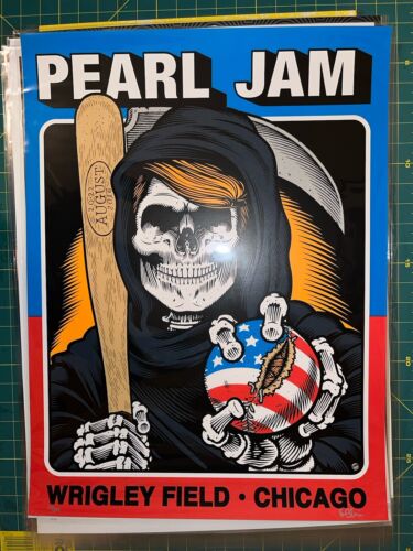 New ListingPearl Jam Wrigley Field  Artist Edition 2016 Sean Cliver Poster Signed