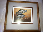 TROUT Fishing SALMON Fish ART Print TERRY DOUGHTY s/n Hardwood FRAME Matted 17¾