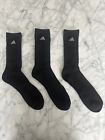 3 Pairs Adidas Black Crew Socks White Logo Size 10-13 Mens Genuine New