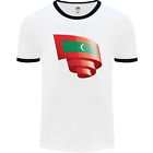 Curled Maldives Flag Maldivian Day Football Mens Ringer T-Shirt