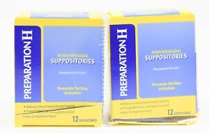 Preparation H Hemorrdoidal 12 SUPPOSITORIES Each 2 Pack
