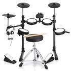 Electronic Drum Set with Mesh Drum Cymbals Adjustable Throne Headphones Sticks