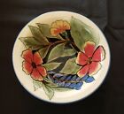 New ListingStudio Art Pottery Bowl Hand Crafted Glazed Signed Floral Stripes Candy 6