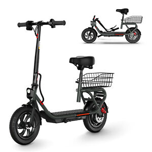 SISIGAD Electric Scooter for Adult Folding Scooter with Seat&Carry Basket UL2849
