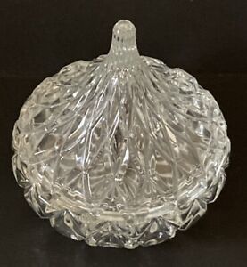 Vintage 1980s H.F.C. Clear Glass Hershey Kiss Candy Trinket Dish