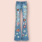 Alice + Olivia RYLEY Low Rise Embroidered Bell Flare Jeans Sz 29 Boho ($795) A+