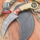 New ListingForged Karambit Knife Twist Damascus Olive Wood Wooden Bolster EDC