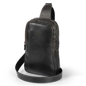 Personalized Top Grain Leather Crossbody Bag, Genuine Leather Utility Sling Bag