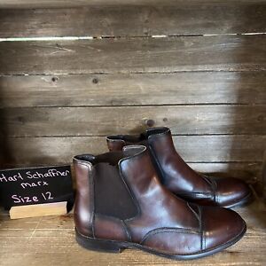 Mens Hart Schaffner Marx Brown Leather Cap Toe Ankle Chelsea Boots Size 12 M GUC