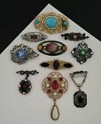 Vintage Lot 1928 Jewelry Co. Cabochon Rhinestone Brooch Pins Dangle Variety Asst