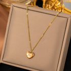 Fashion Woman 18k Gold Plated Stainless Steel Heart Charm Love Chain Necklace AG