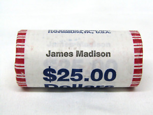 Uncirculated Bank Roll 2007 JAMES MADISON Golden Presidential Dollar Coins $25