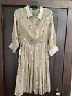 Candela gray floral dress, saks 5th ave, large, fits size 10, new/ tags