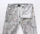 Dior Homme MII Mens 17cm Grey Acid Wash Paint Splatter Denim Jeans 27 x 35
