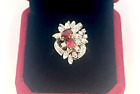 Appraised-Vintage Ruby Diamond Cluster Ring 14k Two-Toned Gold NO RESERVE