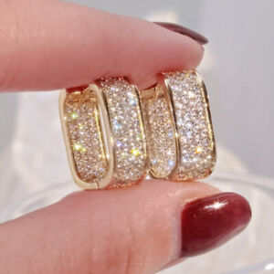 925 Silver Hoop Earrings Cubic Zircon Fashion Wedding Jewelry Women Gifts A Pair