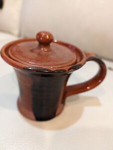 New ListingVintage Handmade Pottery Mug With Lid Artist Signed