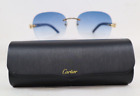 Cartier Rimless  Blue Buffalo Horn Buffs Gold/ Blue Tint Glasses