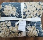 Pottery Barn Juliette Toile King Quilt Handcrafted Pickstitch Steel Blue