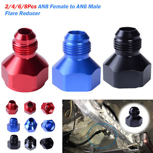 2Pcs AN8 Female to AN6 Male Flare Reducer Expander Fuel Hose Fitting Adapter