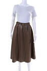 Dream Makers Womens Liv Faux Leather Belted Midi A Line Skirt Brown Size Large