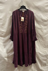 Womens Plus Size Long Sleeve Embroidered A-Line Dress - Knox Rose Plum Purple 3X
