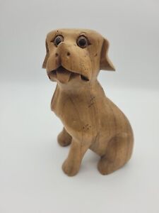 Hand Carved Wood Dog Figurine