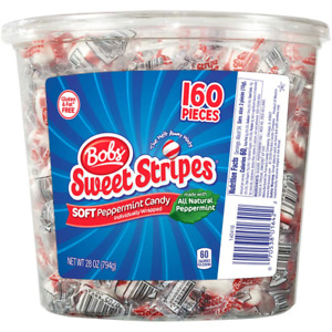 Bobs Sweet Stripes Soft Peppermint Candy, 160 Individually-Wrapped Pieces, 28 Ou