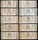 Lot of Ten (10) T-55 1862 $1 Confederate CSA Notes! Great for dealer/reseller!