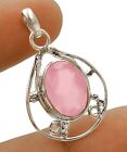 Natural Rose Quartz 925 Solid Sterling Silver Pendant Jewelry K14-3