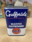 Vintage Gulfpride Marine Outboard Oil Can 1 Quart Advertising Gulf Pride Tin