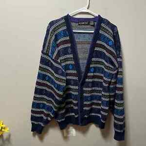 Vintage Knit V-Neck Men's Grandpa Sweater Cardigan size Large