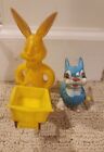 Vintage Hard Plastic Easter Bunny Rabbit Toys Wind Up
