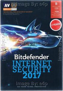 BITDEFENDER INTERNET SECURITY 2017 3 PCS 2 YEARS BRAND NEW FACTORY SEALED RETAIL