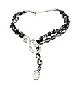 VTG  Worthington Black & Silver Y drop necklace, 20-22”, Statement Estate Piece